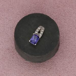 sterling silver emerald-cut blue cz pendant